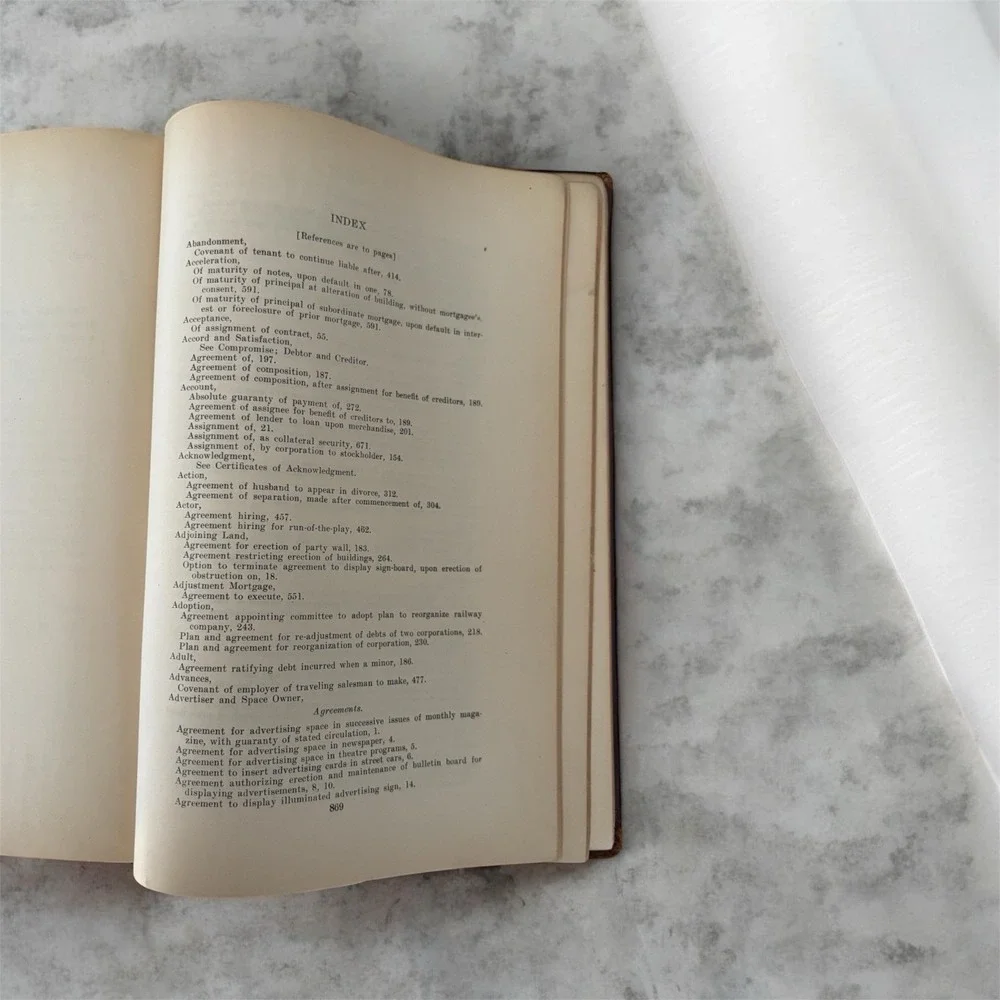 Vintage‎ 1923 leather bound law book Annotated Forms of Agreement Prentice-Hall